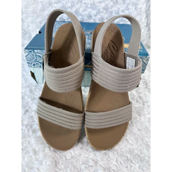 Skechers BEVERLEE Sheer Luck Lightweight Wedge Sandals Taupe Womens SIZE 8 New - Picture 6 of 8